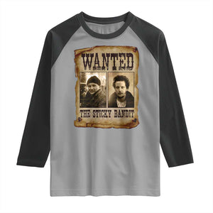 Funny Christmas Movie Raglan Shirt Wanted Sticky Bandit Merry Xmas Ya Filthy Animal TS10 Sport Gray Black Print Your Wear