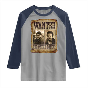 Funny Christmas Movie Raglan Shirt Wanted Sticky Bandit Merry Xmas Ya Filthy Animal TS10 Sport Gray Navy Print Your Wear