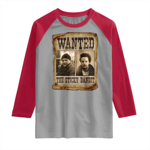 Funny Christmas Movie Raglan Shirt Wanted Sticky Bandit Merry Xmas Ya Filthy Animal TS10 Sport Gray Red Print Your Wear