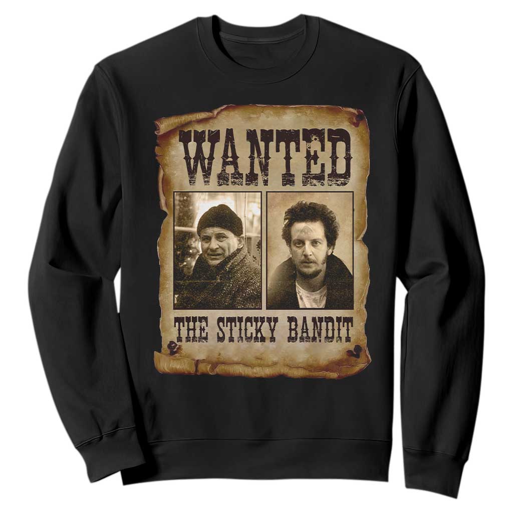 Funny Christmas Movie Sweatshirt Wanted Sticky Bandit Merry Xmas Ya Filthy Animal TS10 Black Print Your Wear