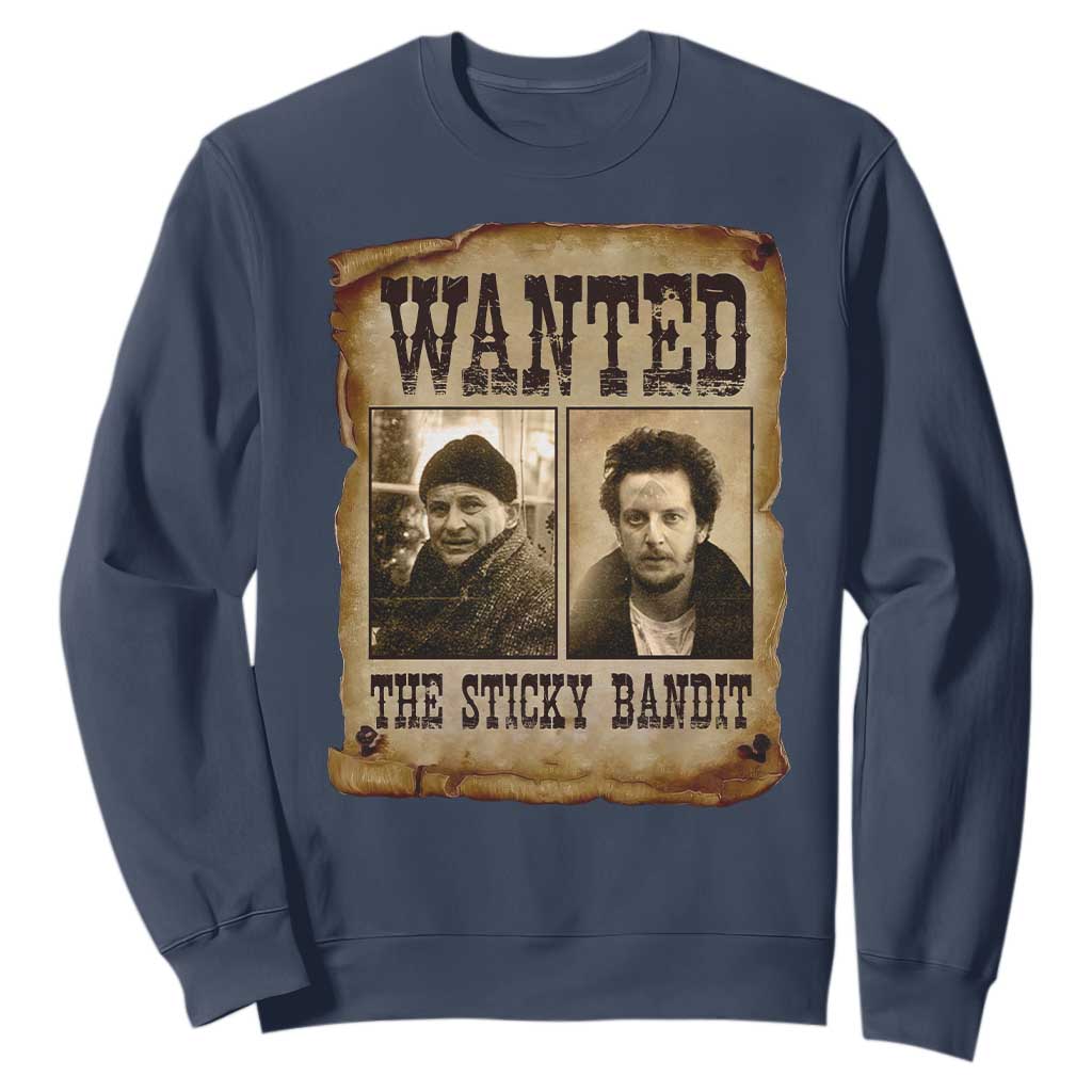 Funny Christmas Movie Sweatshirt Wanted Sticky Bandit Merry Xmas Ya Filthy Animal TS10 Navy Print Your Wear