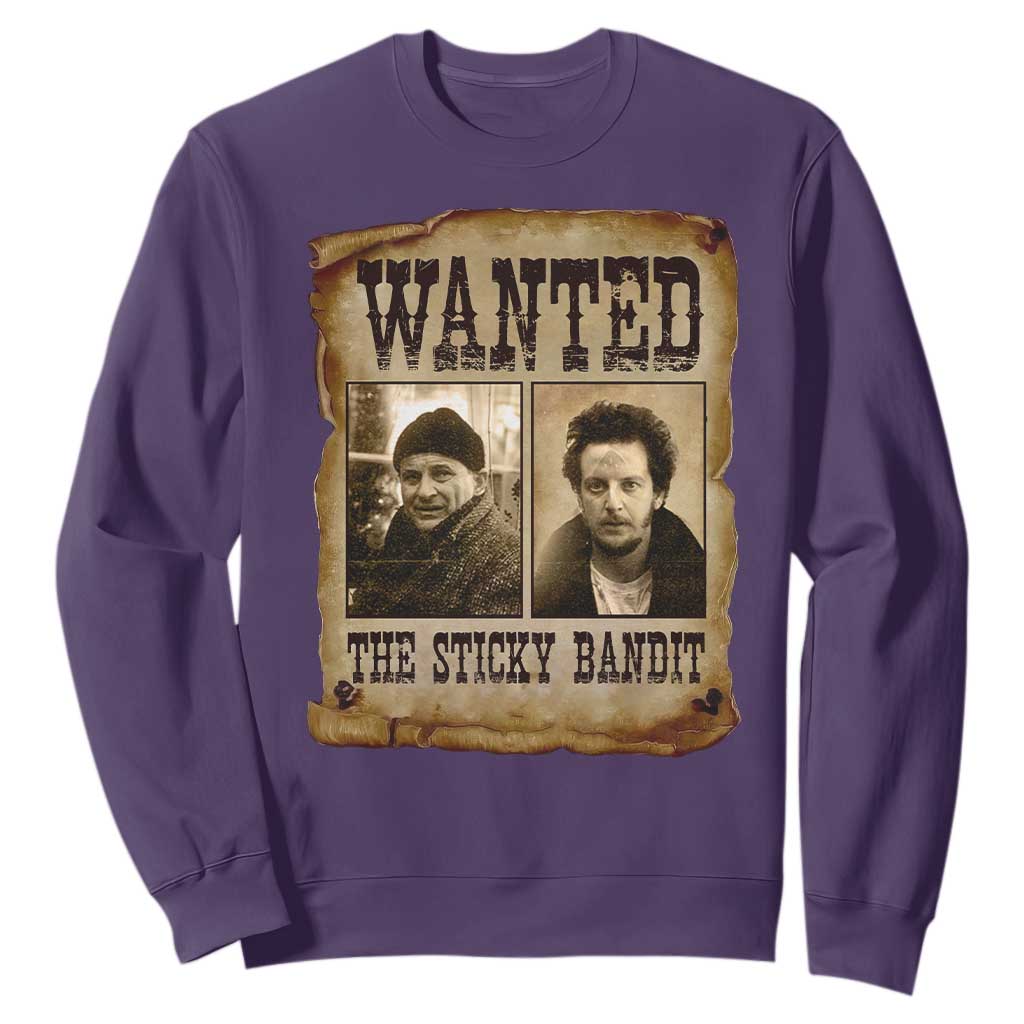 Funny Christmas Movie Sweatshirt Wanted Sticky Bandit Merry Xmas Ya Filthy Animal TS10 Purple Print Your Wear