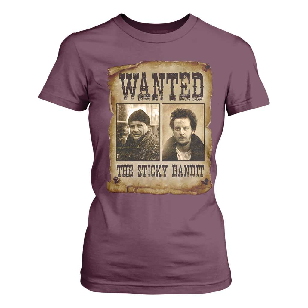 Funny Christmas Movie T Shirt For Women Wanted Sticky Bandit Merry Xmas Ya Filthy Animal TS10 Maroon Print Your Wear