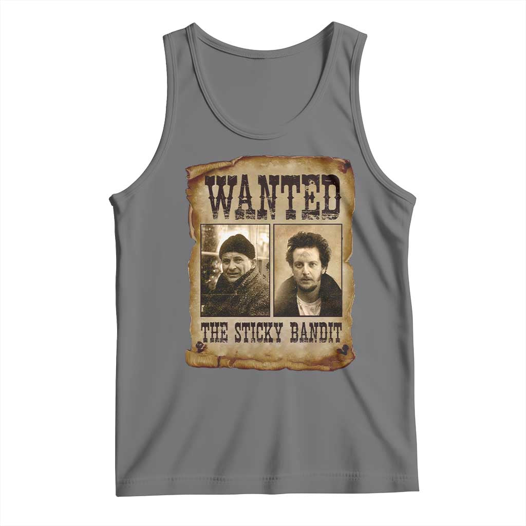 Funny Christmas Movie Tank Top Wanted Sticky Bandit Merry Xmas Ya Filthy Animal TS10 Black Heather Print Your Wear