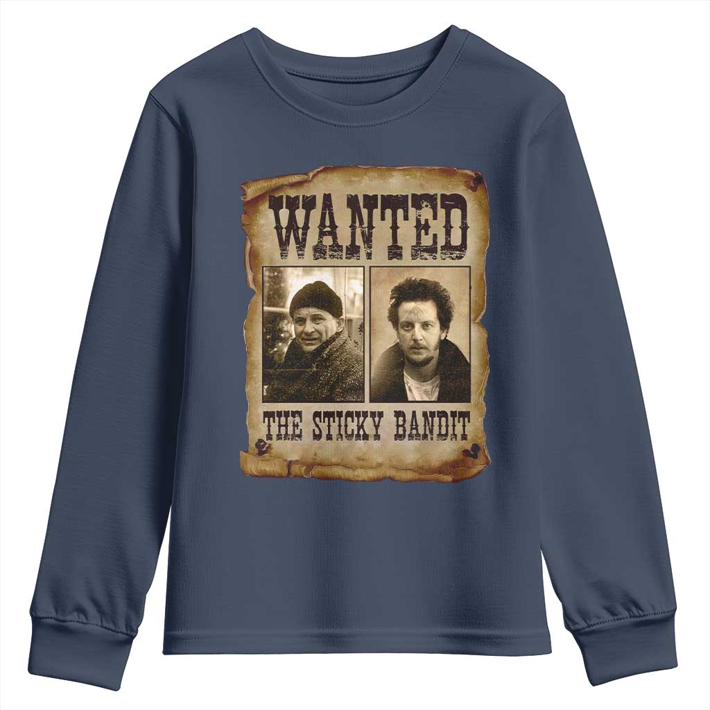 Funny Christmas Movie Youth Sweatshirt Wanted Sticky Bandit Merry Xmas Ya Filthy Animal TS10 Navy Print Your Wear