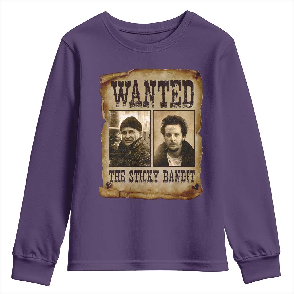 Funny Christmas Movie Youth Sweatshirt Wanted Sticky Bandit Merry Xmas Ya Filthy Animal TS10 Purple Print Your Wear