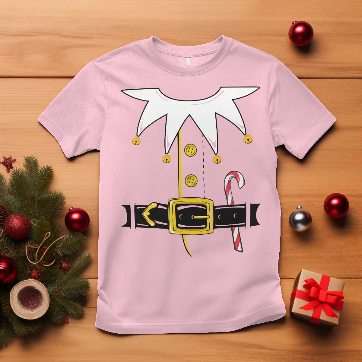 Christmas Elf Costume T Shirt Holiday Costume Funny Christmas Gift TS10 Light Pink Print Your Wear