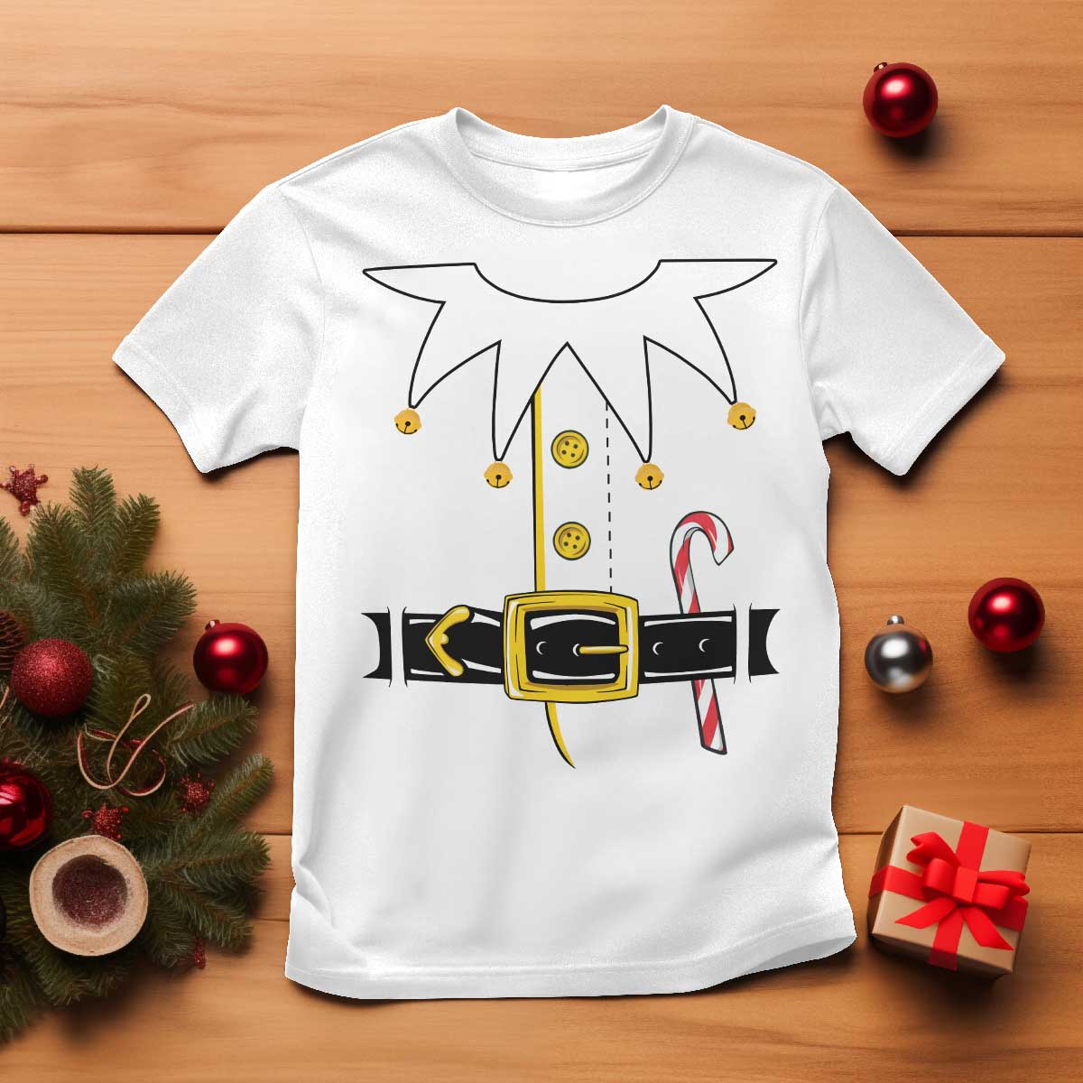 Christmas Elf Costume T Shirt Holiday Costume Funny Christmas Gift TS10 White Print Your Wear