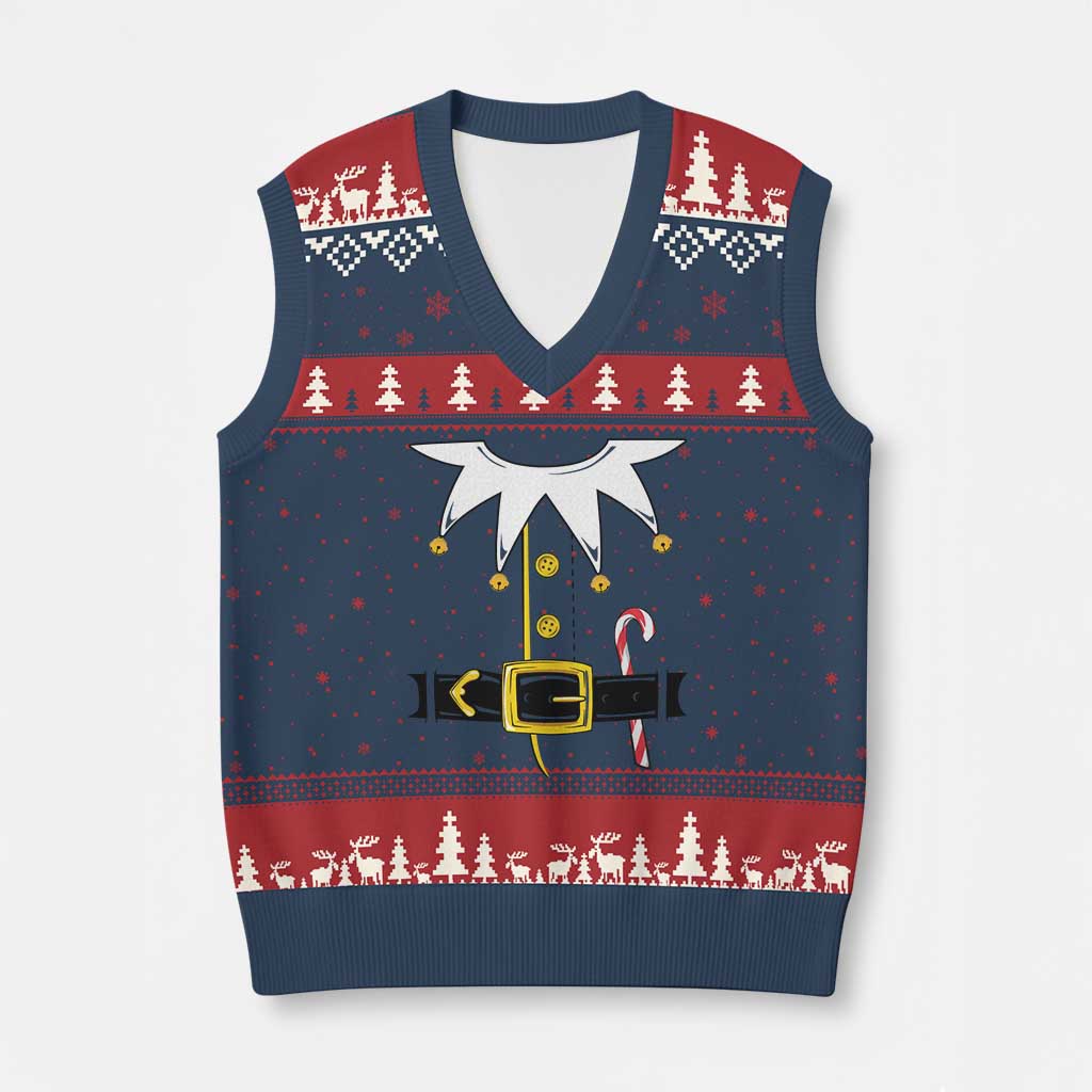 Christmas Elf Costume V-Neck Knit Sweater Vest Holiday Costume Funny Christmas Gift TS10 Navy Red Print Your Wear