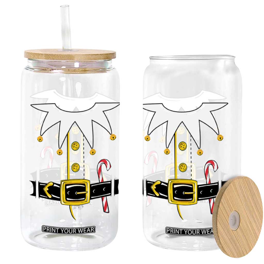 Christmas Elf Costume Glass Can Holiday Costume Funny Christmas Gift TS10 Print Your Wear