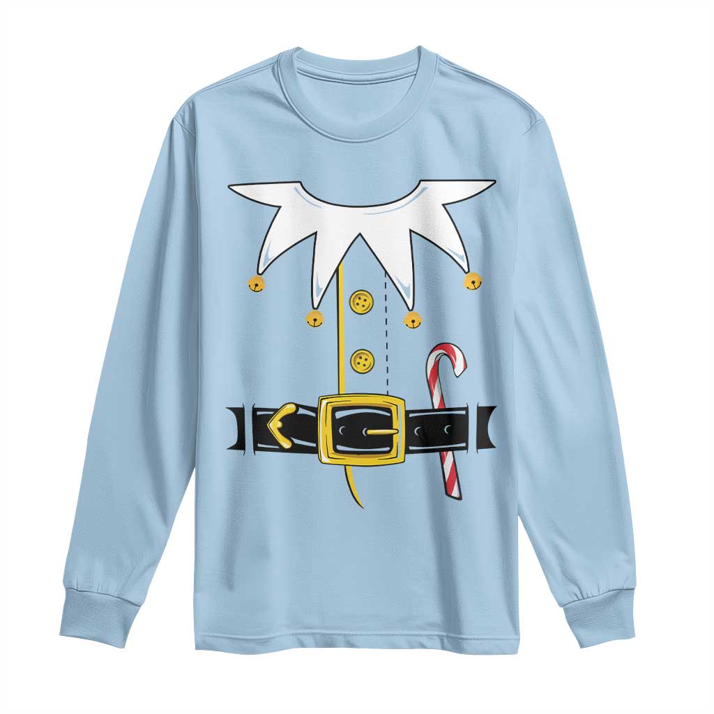 Christmas Elf Costume Long Sleeve Shirt Holiday Costume Funny Christmas Gift TS10 Light Blue Print Your Wear