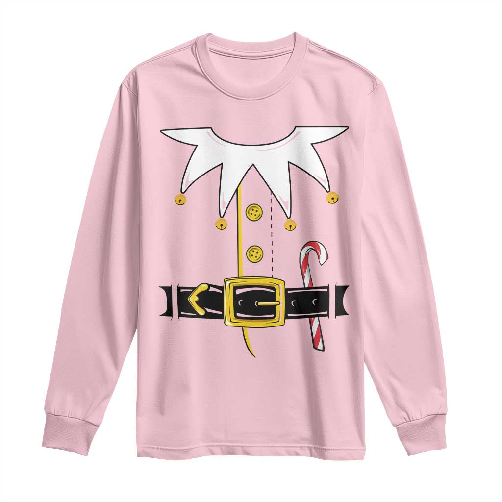 Christmas Elf Costume Long Sleeve Shirt Holiday Costume Funny Christmas Gift TS10 Light Pink Print Your Wear