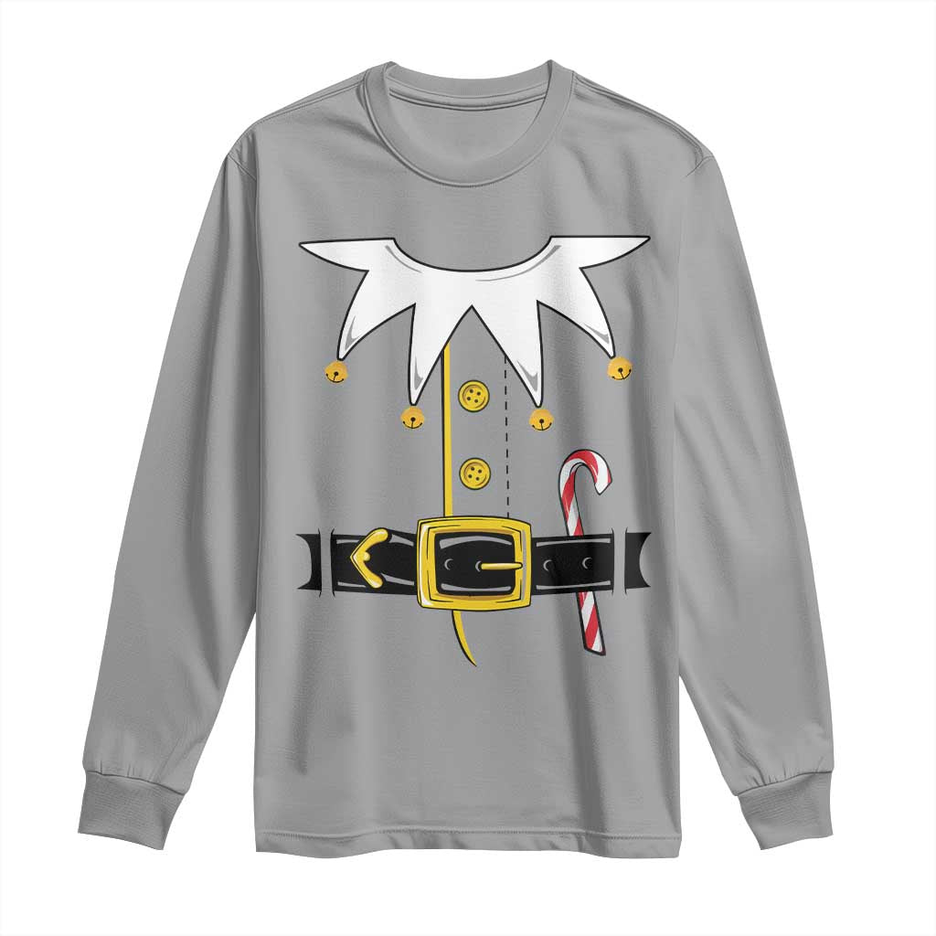 Christmas Elf Costume Long Sleeve Shirt Holiday Costume Funny Christmas Gift TS10 Sport Gray Print Your Wear