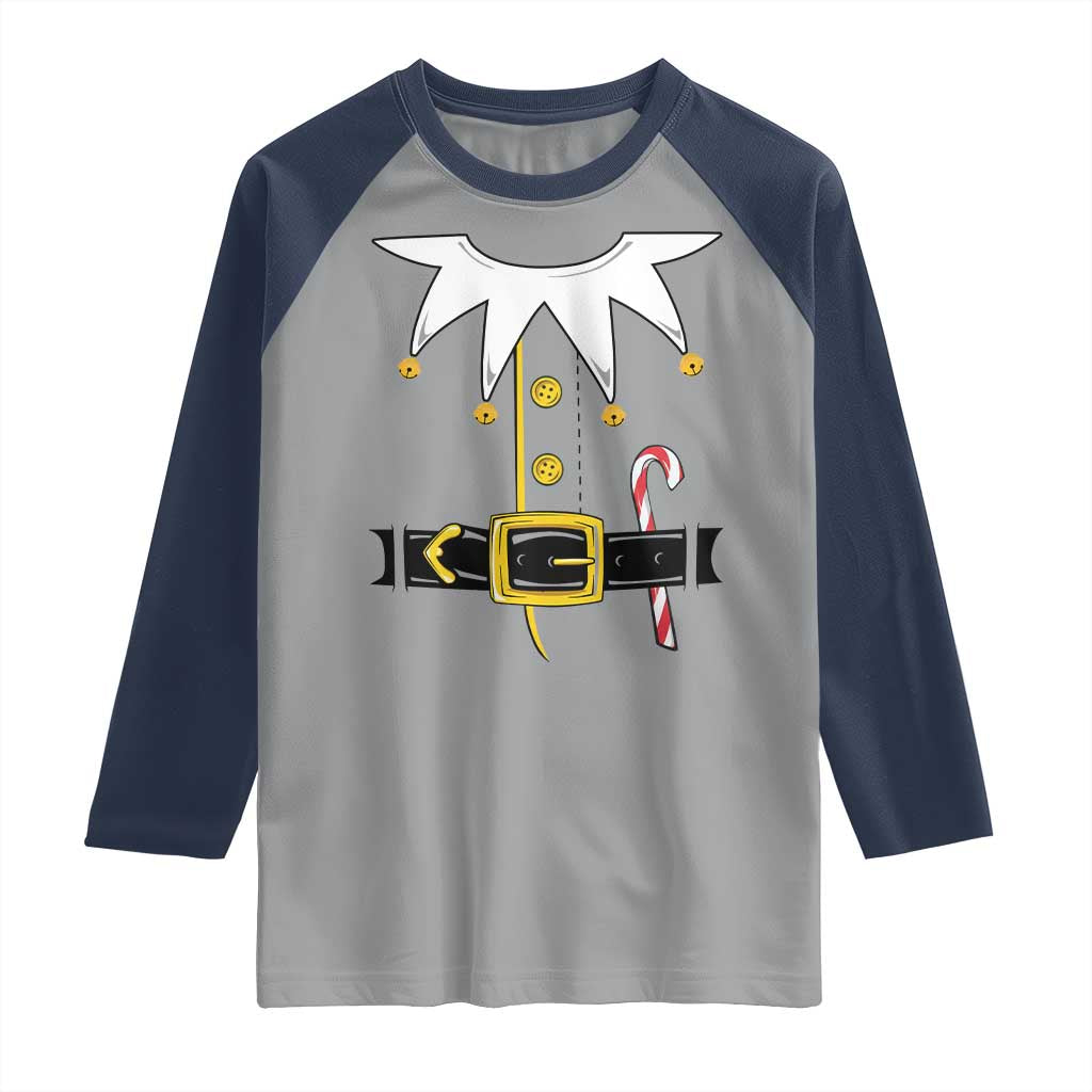 Christmas Elf Costume Raglan Shirt Holiday Costume Funny Christmas Gift TS10 Sport Gray Navy Print Your Wear