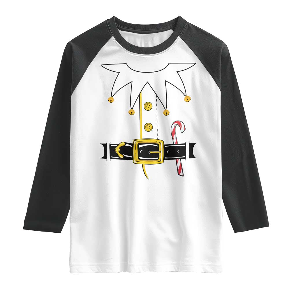 Christmas Elf Costume Raglan Shirt Holiday Costume Funny Christmas Gift TS10 White Black Print Your Wear
