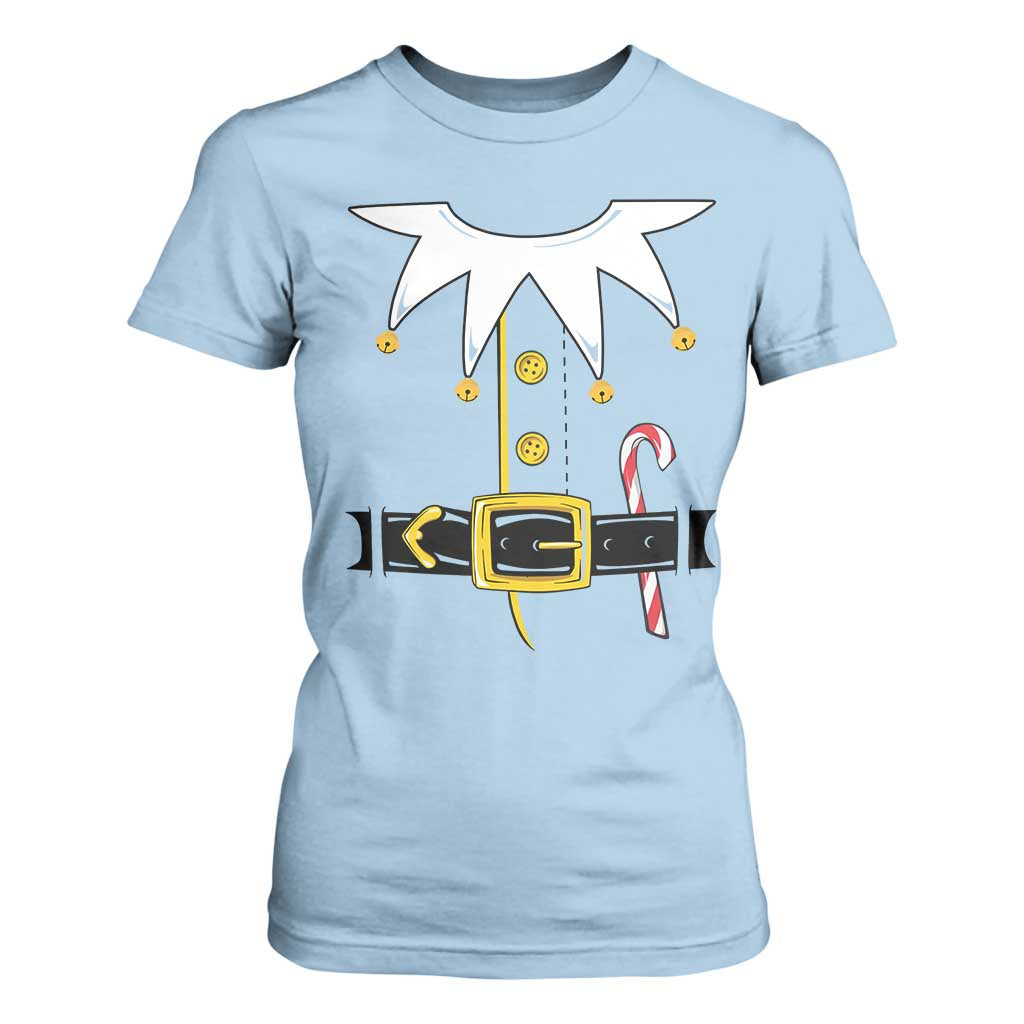 Christmas Elf Costume T Shirt For Women Holiday Costume Funny Christmas Gift TS10 Light Blue Print Your Wear