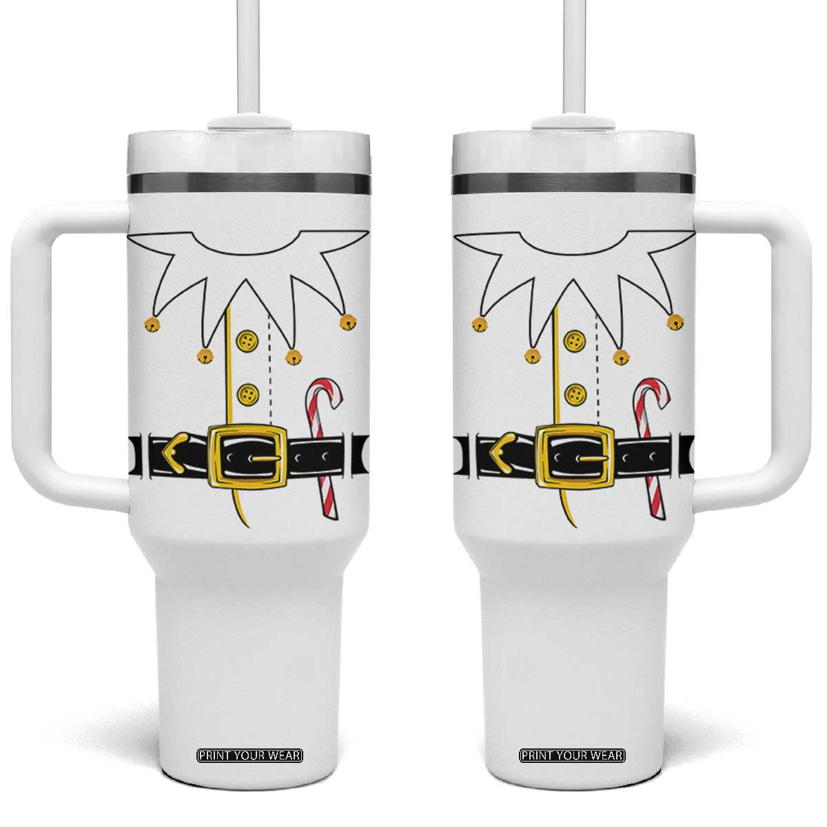 Christmas Elf Costume Tumbler With Handle Holiday Costume Funny Christmas Gift TS10 One Size: 40 oz White Print Your Wear