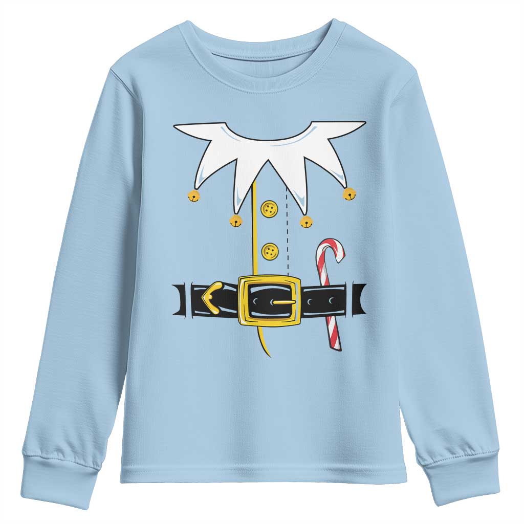 Christmas Elf Costume Youth Sweatshirt Holiday Costume Funny Christmas Gift TS10 Light Blue Print Your Wear
