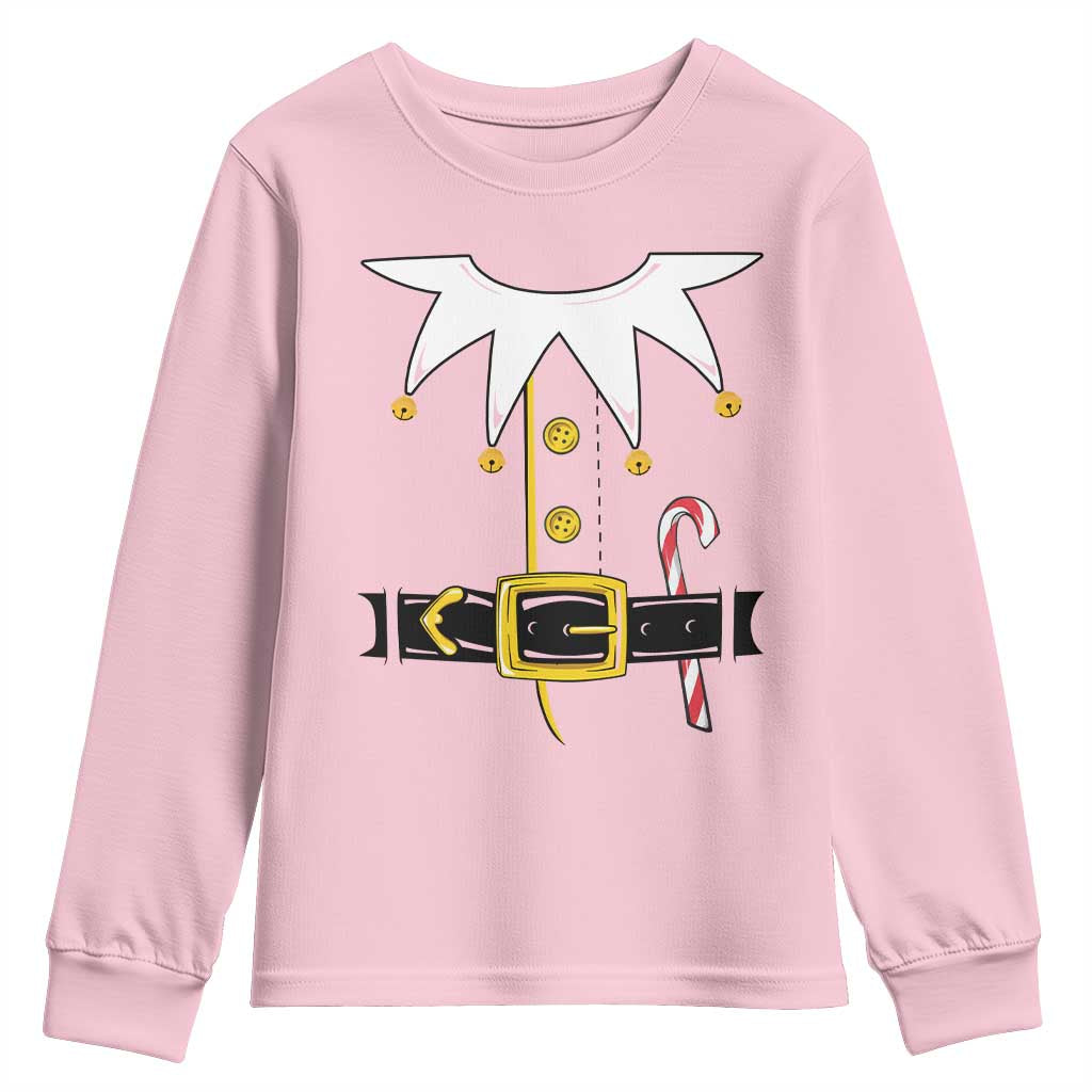 Christmas Elf Costume Youth Sweatshirt Holiday Costume Funny Christmas Gift TS10 Light Pink Print Your Wear