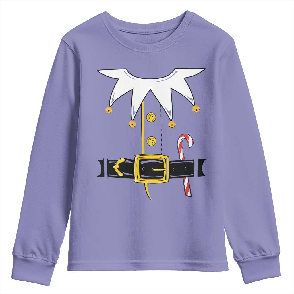 Christmas Elf Costume Youth Sweatshirt Holiday Costume Funny Christmas Gift TS10 Violet Print Your Wear
