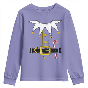 Christmas Elf Costume Youth Sweatshirt Holiday Costume Funny Christmas Gift TS10 Violet Print Your Wear