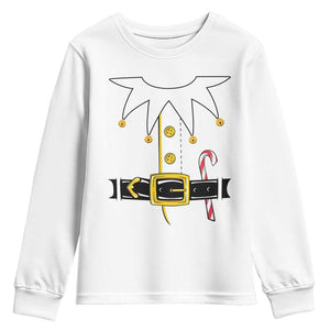 Christmas Elf Costume Youth Sweatshirt Holiday Costume Funny Christmas Gift TS10 White Print Your Wear