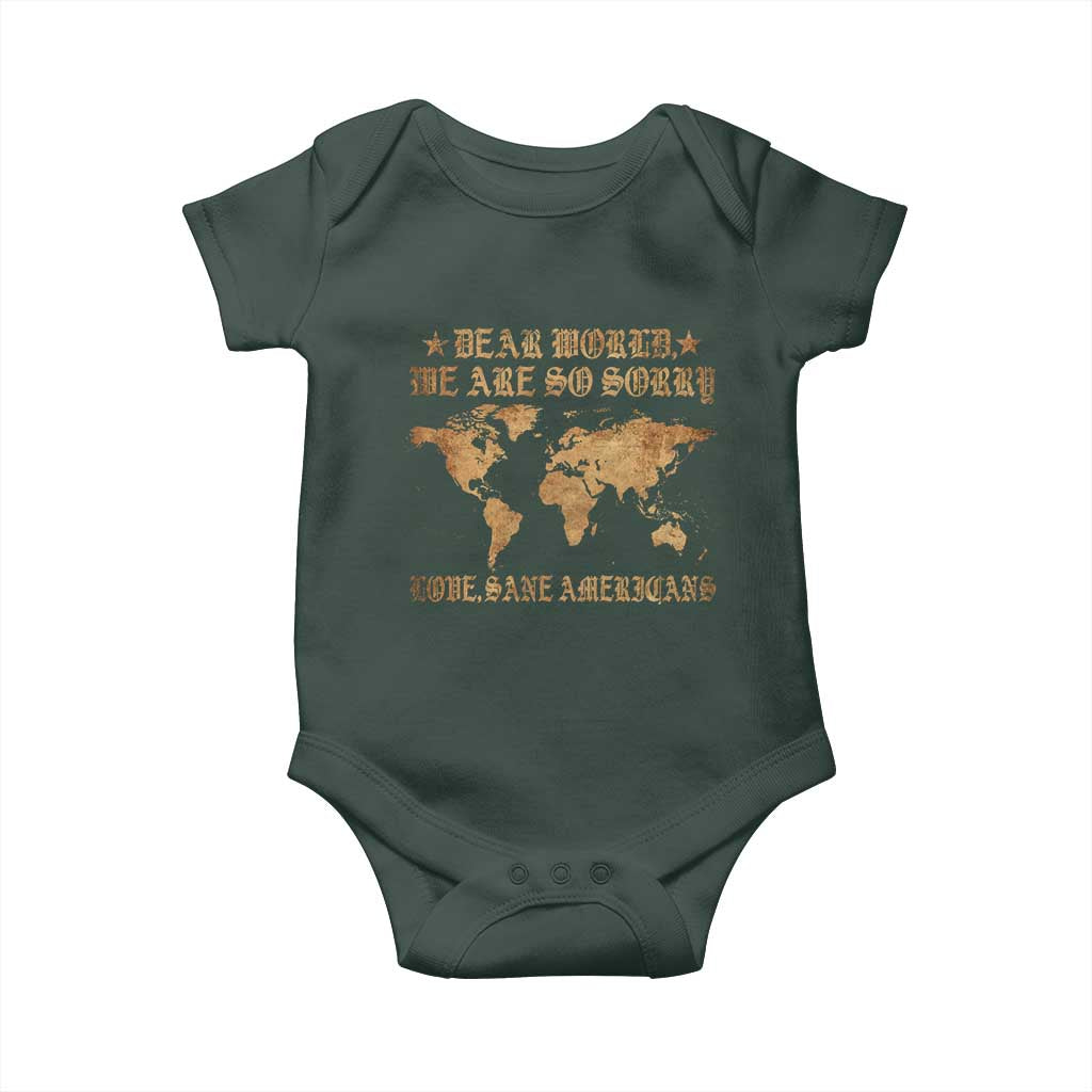 Dear World We Are So Sorry Love Sane Americans Baby Onesie Retro USA Map TS10 Print Your Wear