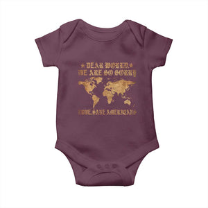 Dear World We Are So Sorry Love Sane Americans Baby Onesie Retro USA Map TS10 Maroon Print Your Wear