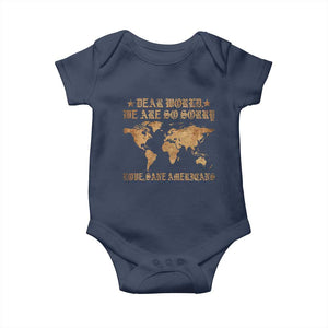 Dear World We Are So Sorry Love Sane Americans Baby Onesie Retro USA Map TS10 Navy Print Your Wear