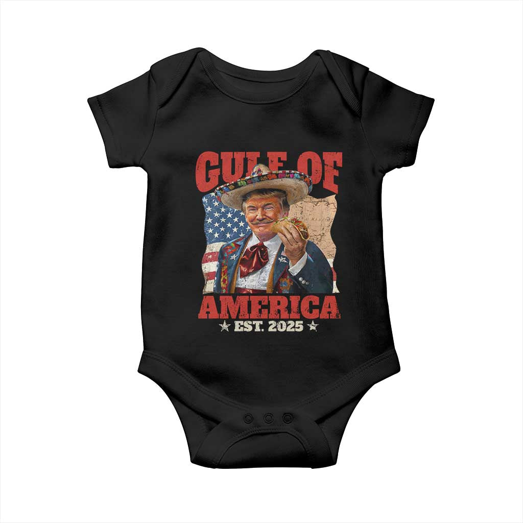 Gulf Of USA 2025 Baby Onesie USA American Flag Trump Gulf Mexico TS10 Black Print Your Wear