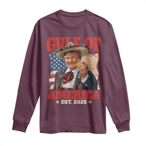 Gulf Of USA 2025 Long Sleeve Shirt USA American Flag Trump Gulf Mexico TS10 Maroon Print Your Wear
