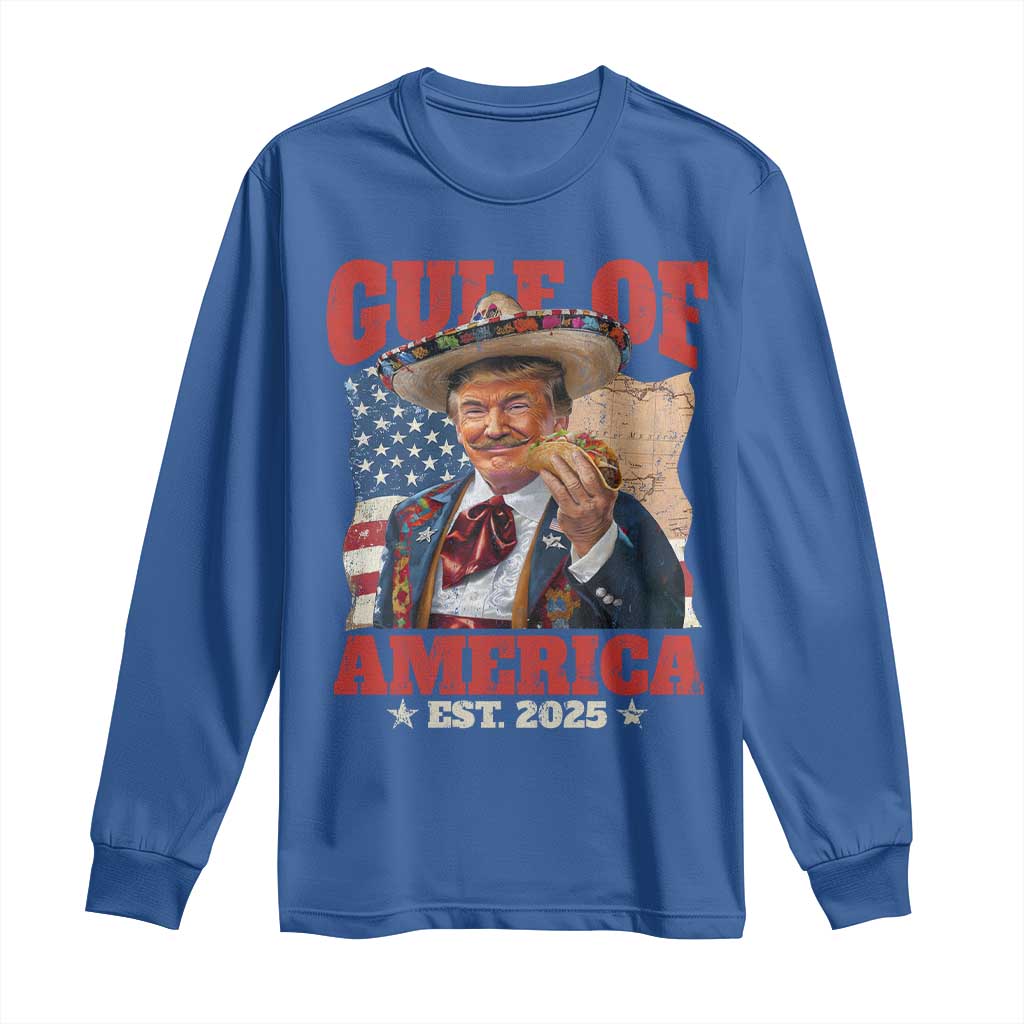 Gulf Of USA 2025 Long Sleeve Shirt USA American Flag Trump Gulf Mexico TS10 Royal Blue Print Your Wear