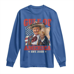 Gulf Of USA 2025 Long Sleeve Shirt USA American Flag Trump Gulf Mexico TS10 Royal Blue Print Your Wear