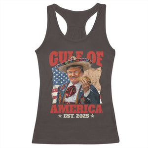 Gulf Of USA 2025 Racerback Tank Top USA American Flag Trump Gulf Mexico TS10 Dark Chocolate Print Your Wear