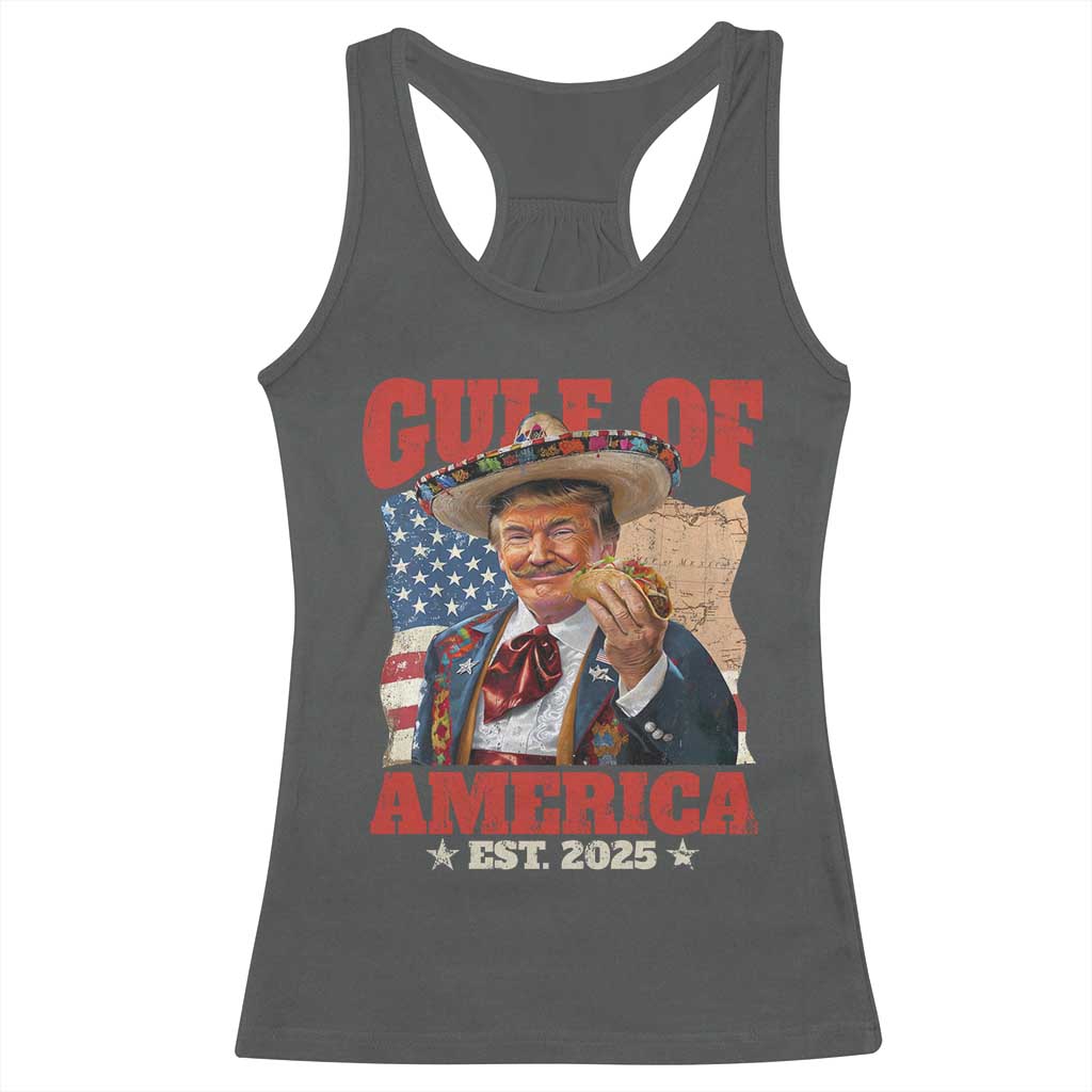 Gulf Of USA 2025 Racerback Tank Top USA American Flag Trump Gulf Mexico TS10 Dark Heather Print Your Wear