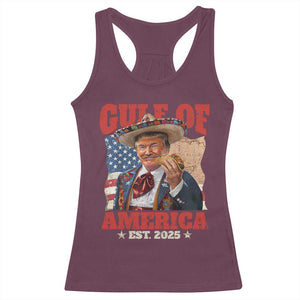 Gulf Of USA 2025 Racerback Tank Top USA American Flag Trump Gulf Mexico TS10 Maroon Print Your Wear