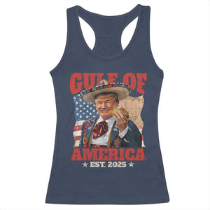 Gulf Of USA 2025 Racerback Tank Top USA American Flag Trump Gulf Mexico TS10 Navy Print Your Wear