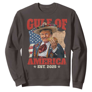 Gulf Of USA 2025 Sweatshirt USA American Flag Trump Gulf Mexico TS10 Dark Chocolate Print Your Wear