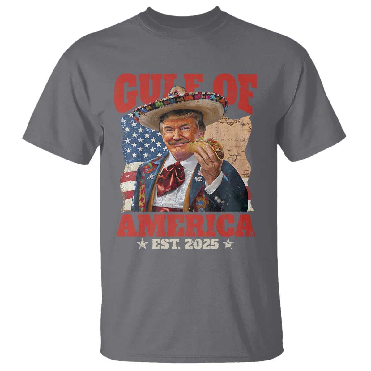 Gulf Of USA 2025 T Shirt USA American Flag Trump Gulf Mexico TS10 Charcoal Print Your Wear