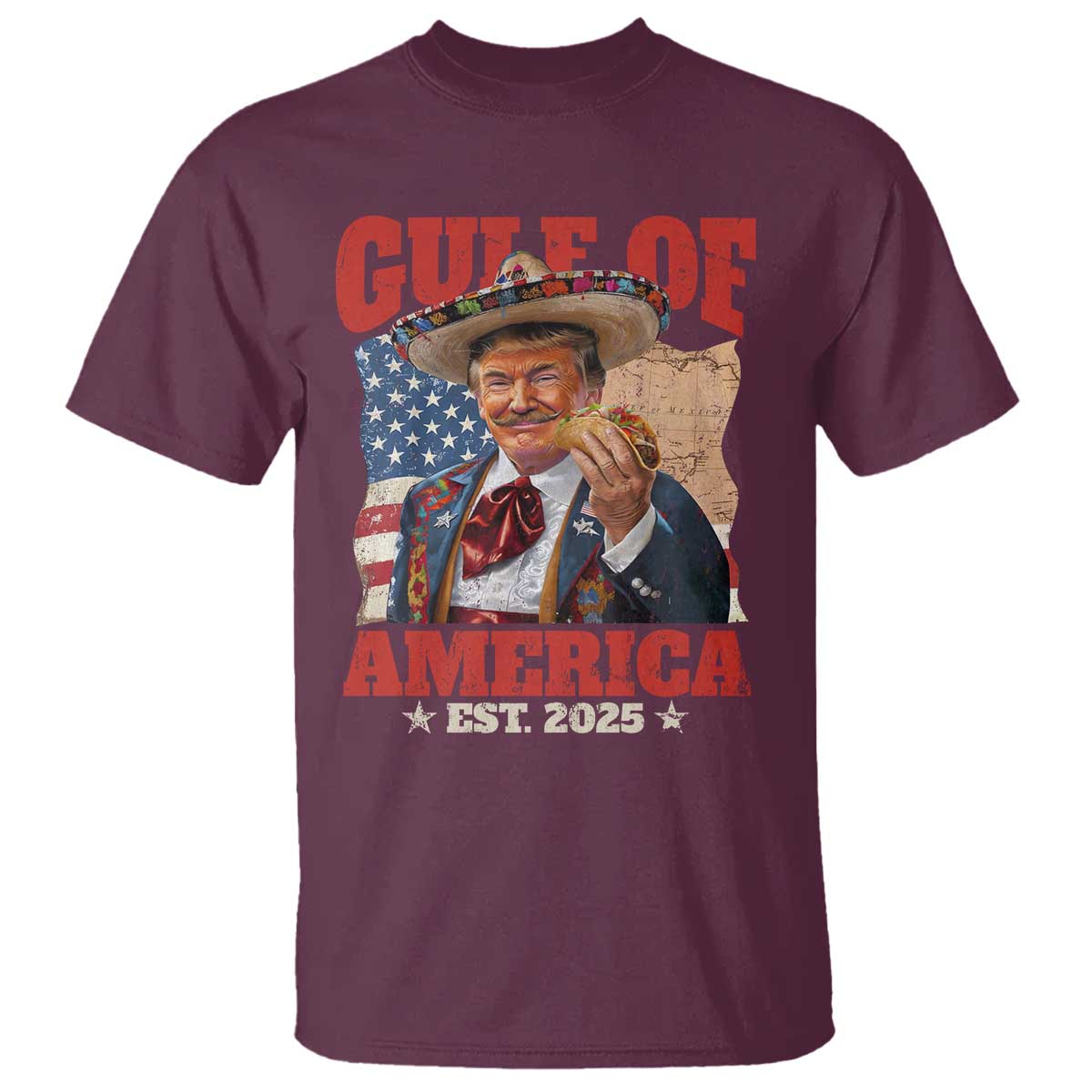 Gulf Of USA 2025 T Shirt USA American Flag Trump Gulf Mexico TS10 Maroon Print Your Wear