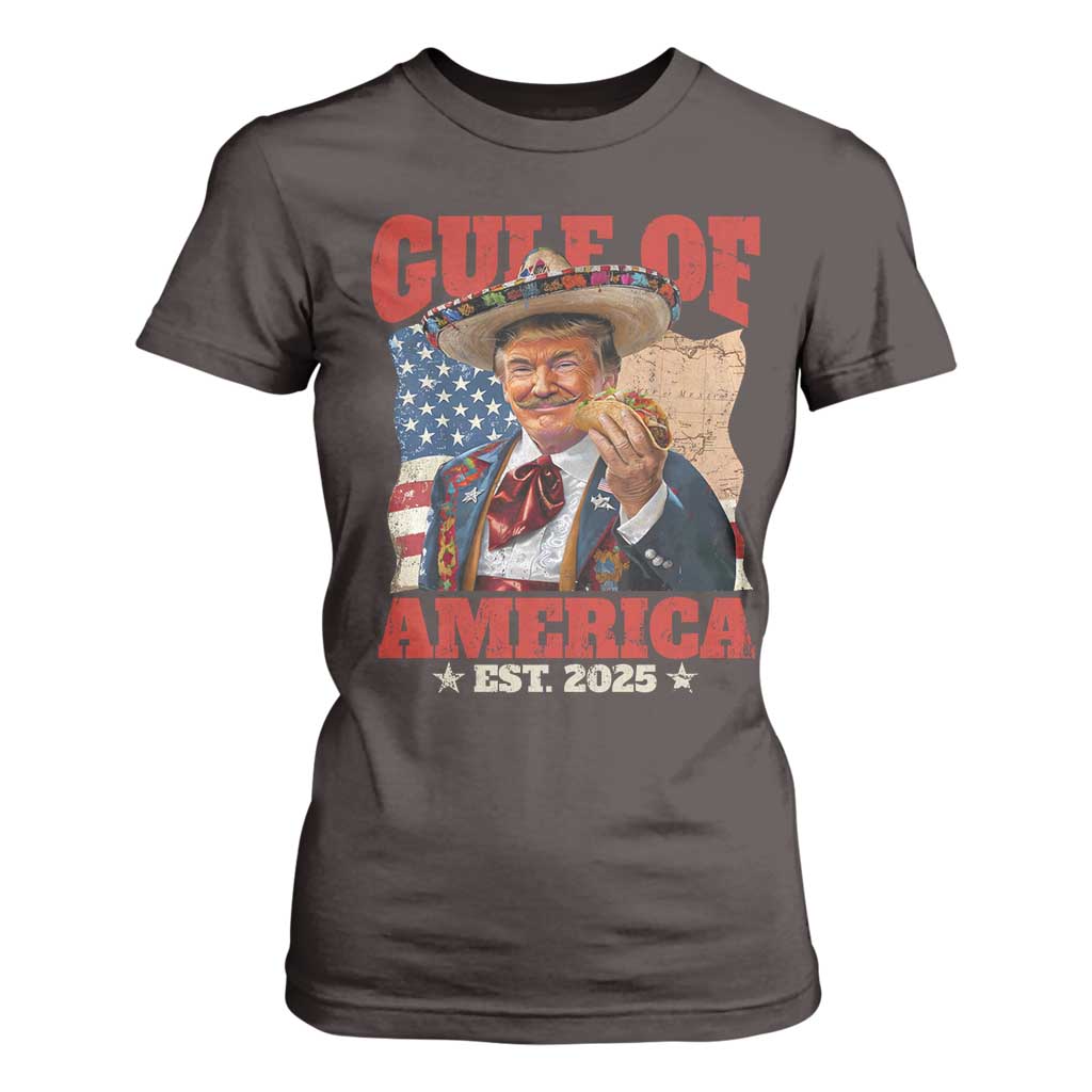 Gulf Of USA 2025 T Shirt For Women USA American Flag Trump Gulf Mexico TS10 Dark Chocolate Print Your Wear