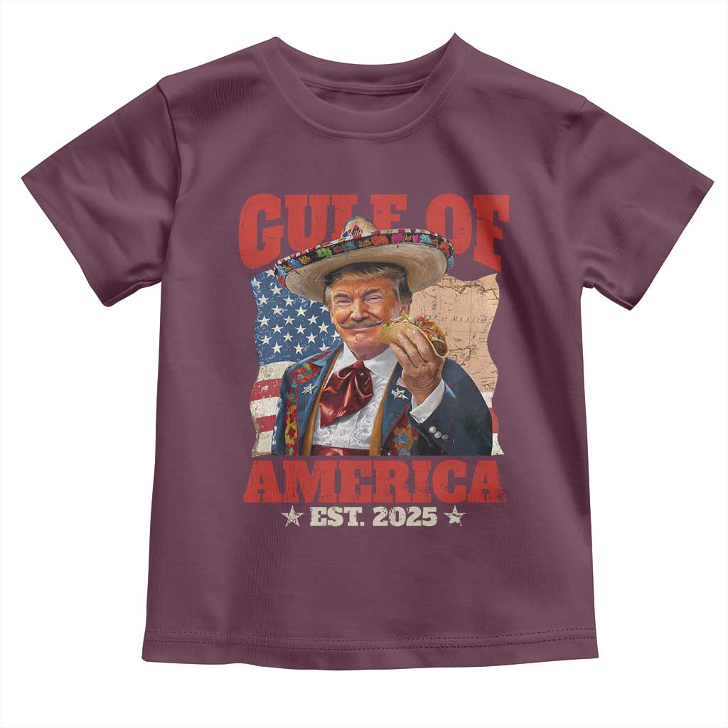 Gulf Of USA 2025 Toddler T Shirt USA American Flag Trump Gulf Mexico TS10 Maroon Print Your Wear