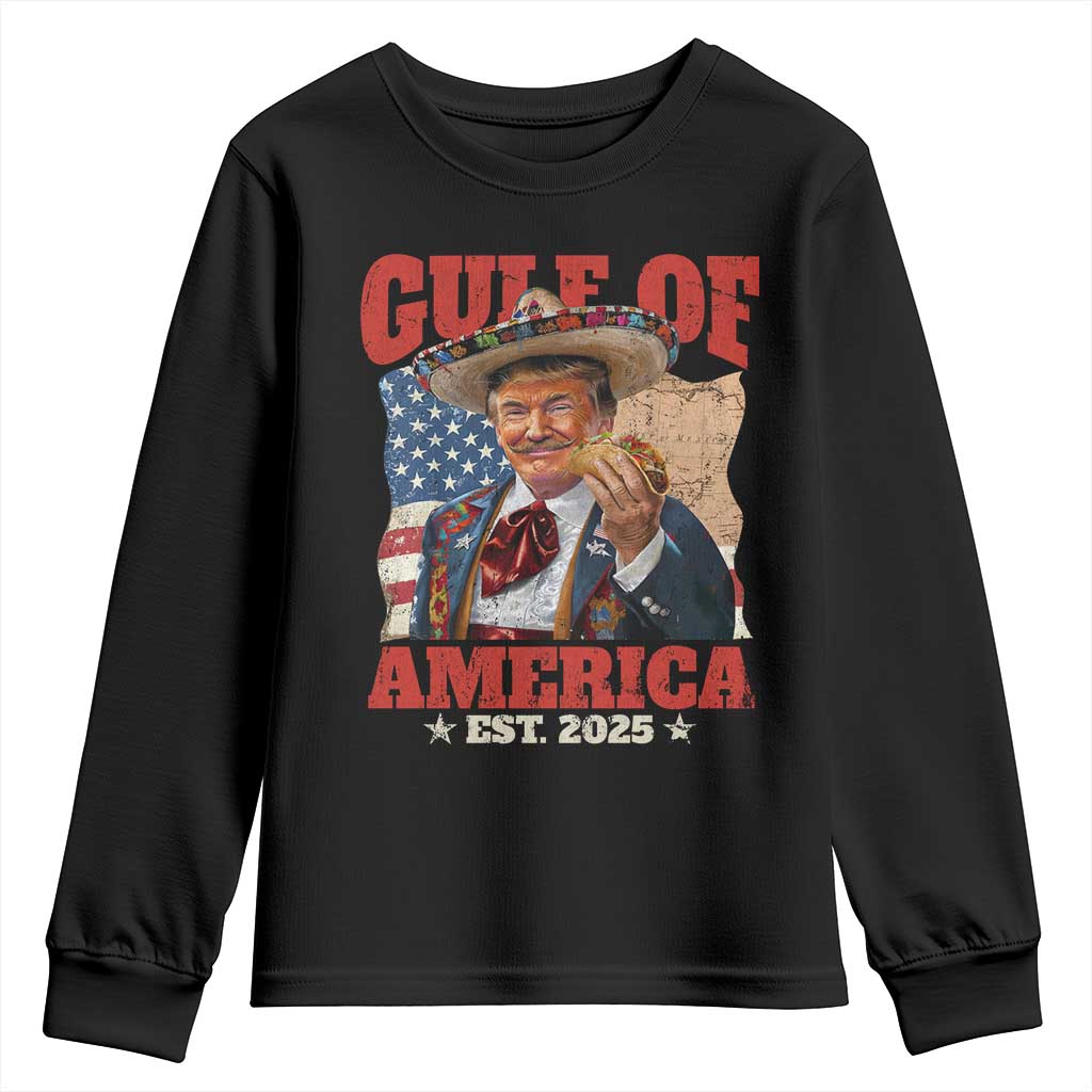 Gulf Of USA 2025 Youth Sweatshirt USA American Flag Trump Gulf Mexico TS10 Black Print Your Wear
