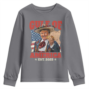 Gulf Of USA 2025 Youth Sweatshirt USA American Flag Trump Gulf Mexico TS10 Charcoal Print Your Wear