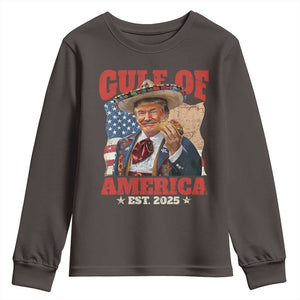 Gulf Of USA 2025 Youth Sweatshirt USA American Flag Trump Gulf Mexico TS10 Dark Chocolate Print Your Wear