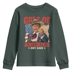 Gulf Of USA 2025 Youth Sweatshirt USA American Flag Trump Gulf Mexico TS10 Dark Forest Green Print Your Wear