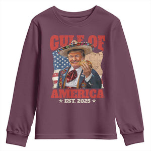 Gulf Of USA 2025 Youth Sweatshirt USA American Flag Trump Gulf Mexico TS10 Maroon Print Your Wear