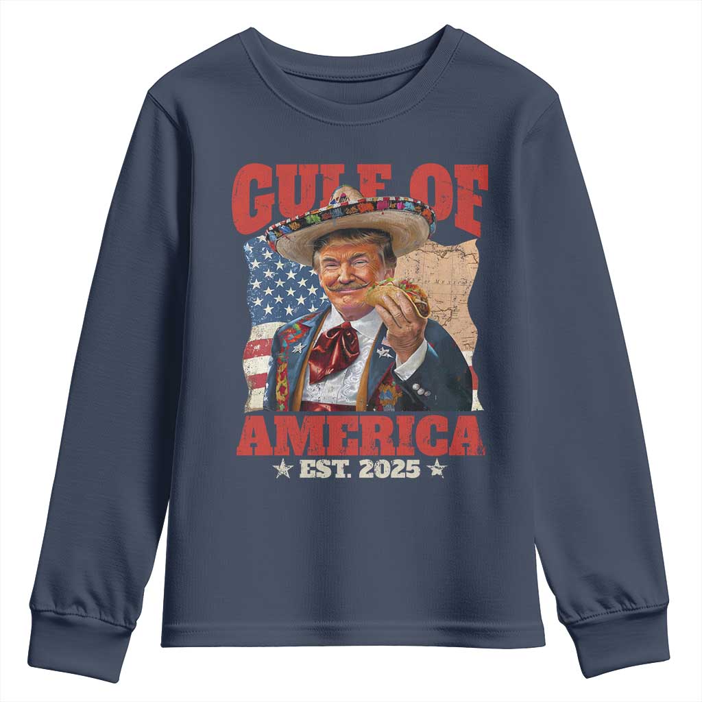 Gulf Of USA 2025 Youth Sweatshirt USA American Flag Trump Gulf Mexico TS10 Navy Print Your Wear