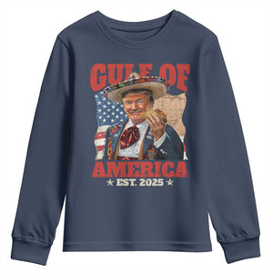 Gulf Of USA 2025 Youth Sweatshirt USA American Flag Trump Gulf Mexico TS10 Navy Print Your Wear