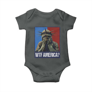 WTF America Baby Onesie Humor Statue of Liberty TS10 Dark Heather Print Your Wear